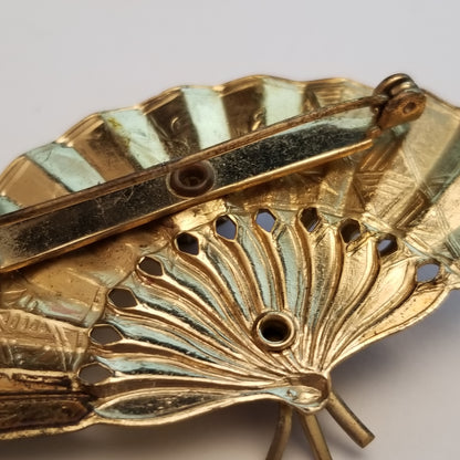 Vintage Gold Tone Rhinestone Brooch