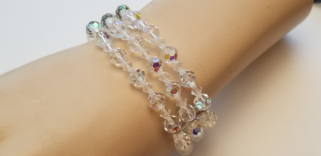 Vintage 3 Strand AB Bead Bracelet