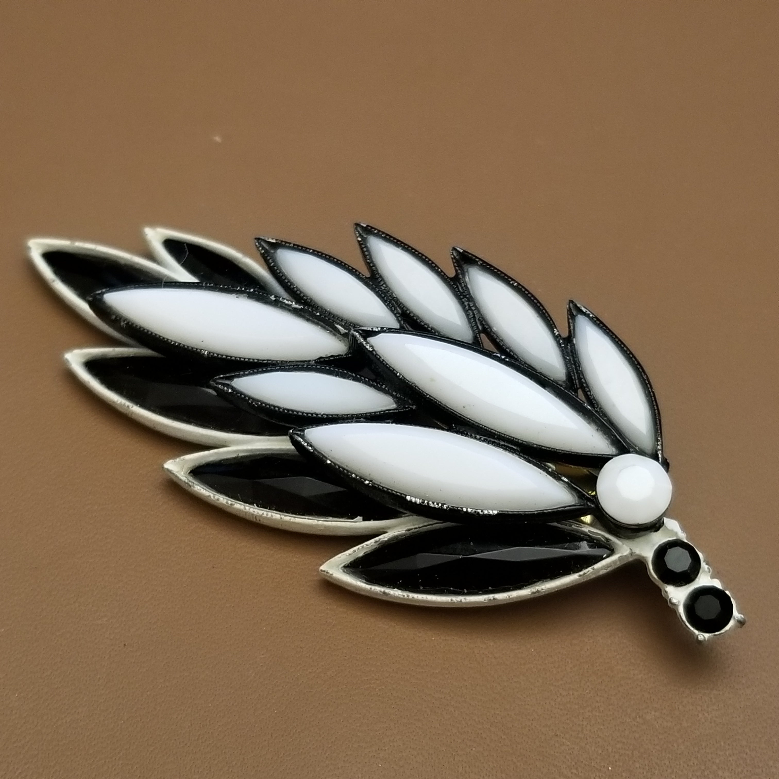 Vintage Black & White Brooch