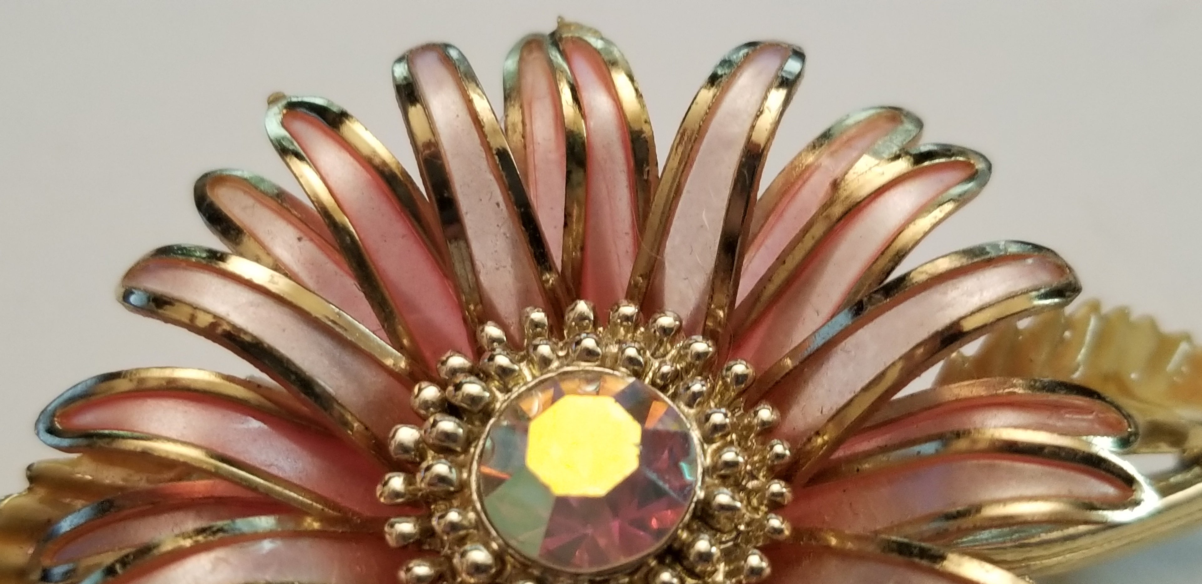 Vintage Coro Pink Flower Brooch