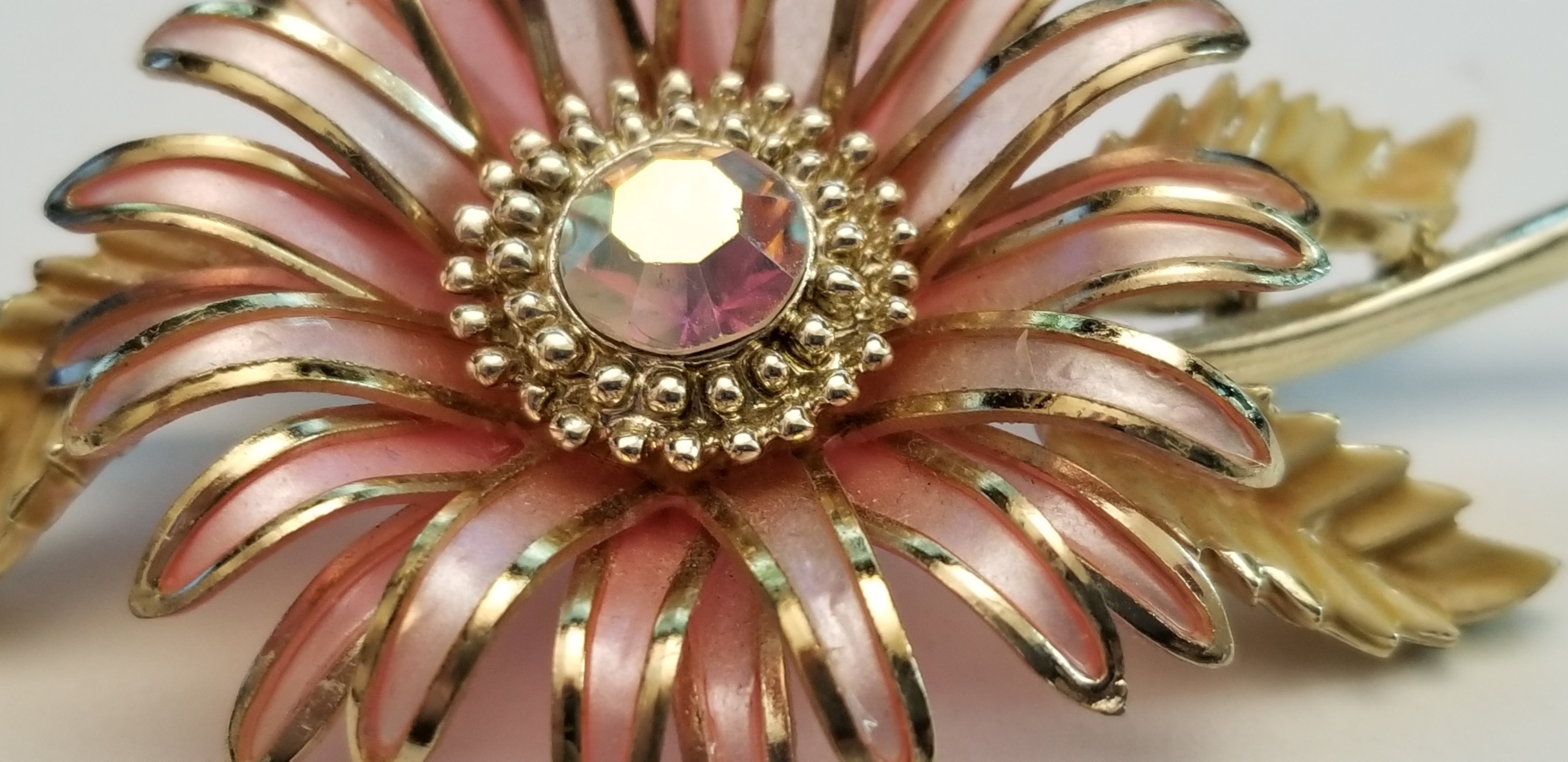 Vintage Coro Pink Flower Brooch