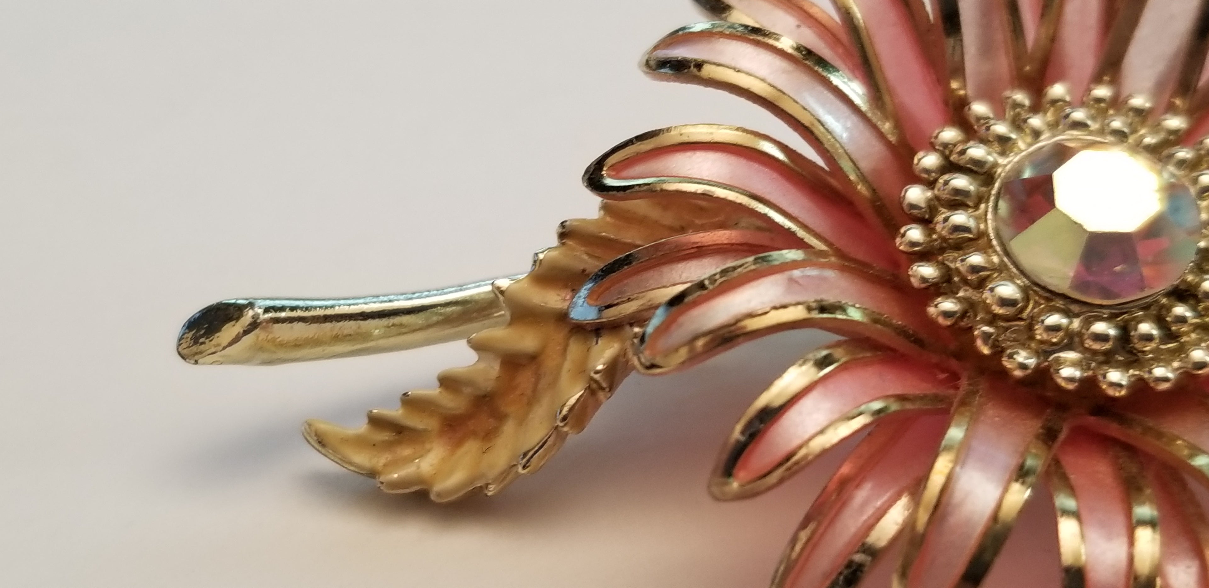 Vintage Coro Pink Flower Brooch