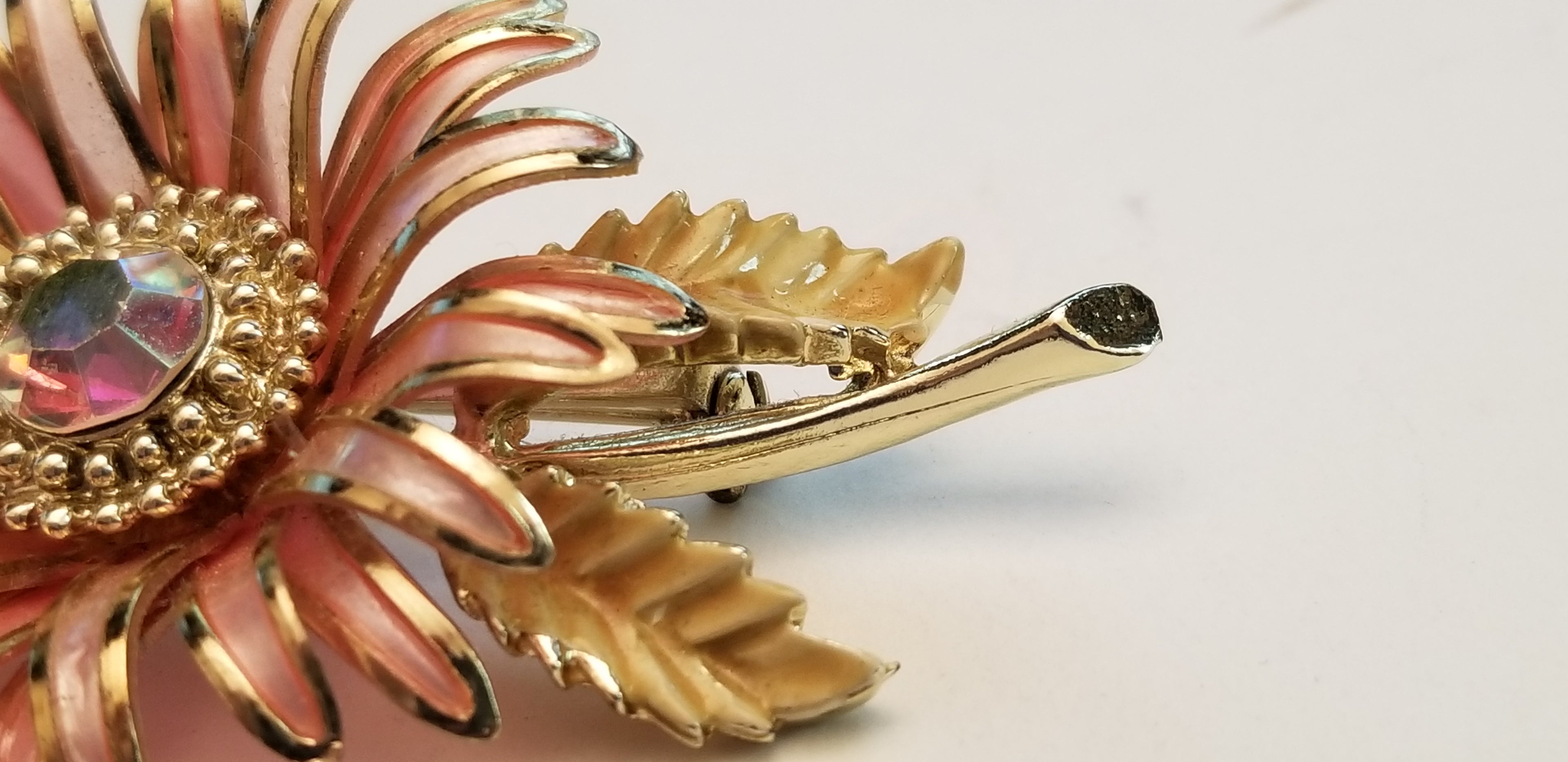 Vintage Coro Pink Flower Brooch