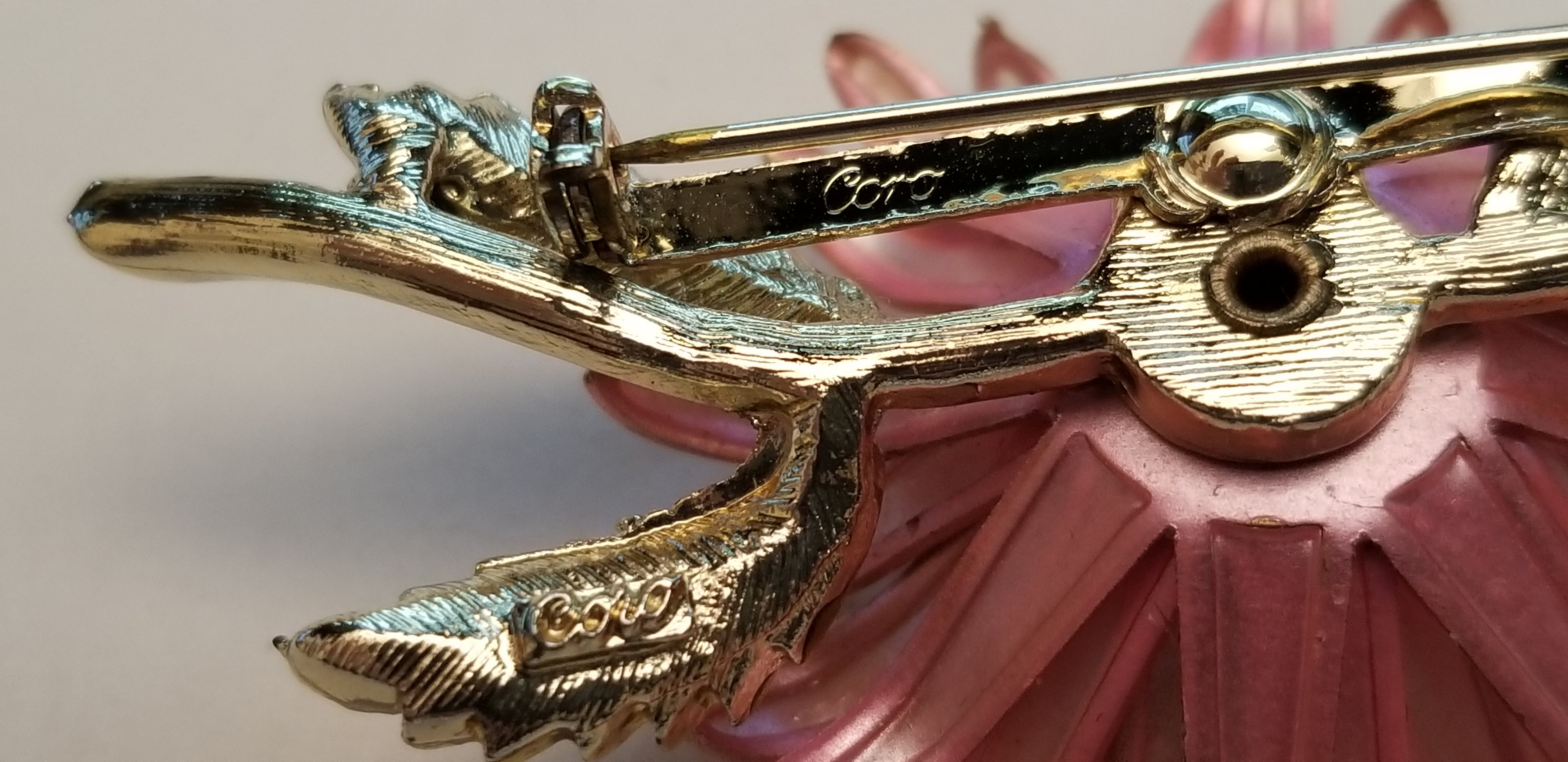 Vintage Coro Pink Flower Brooch