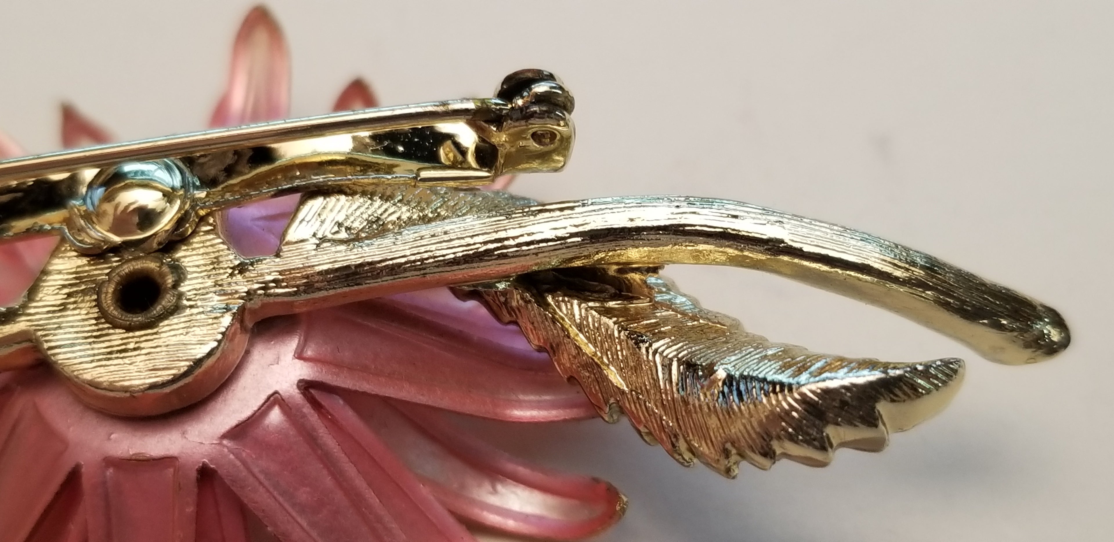 Vintage Coro Pink Flower Brooch