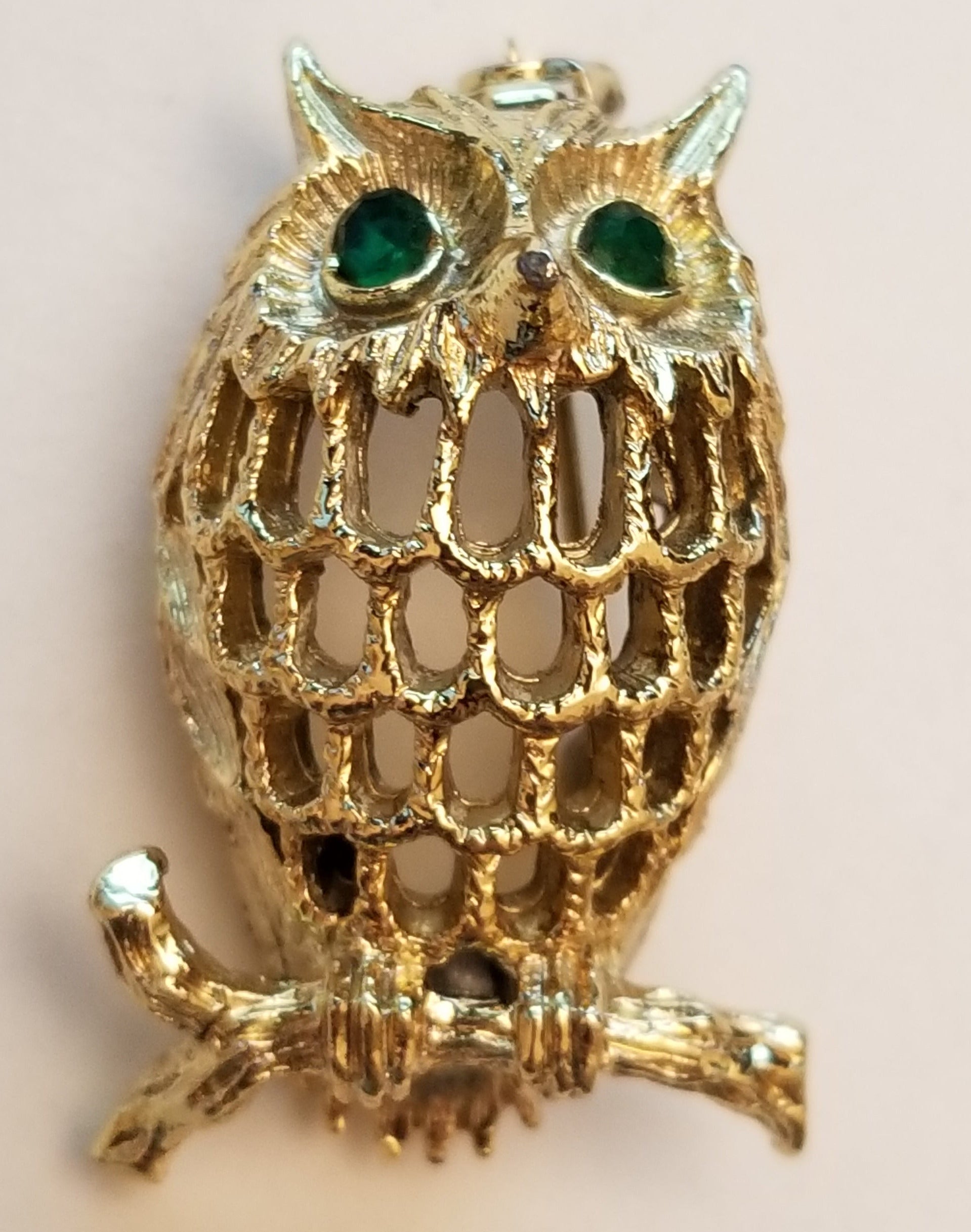 2 Vintage Gold Tone Owl Brooches