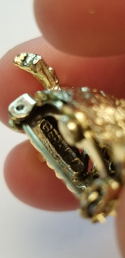 2 Vintage Gold Tone Owl Brooches