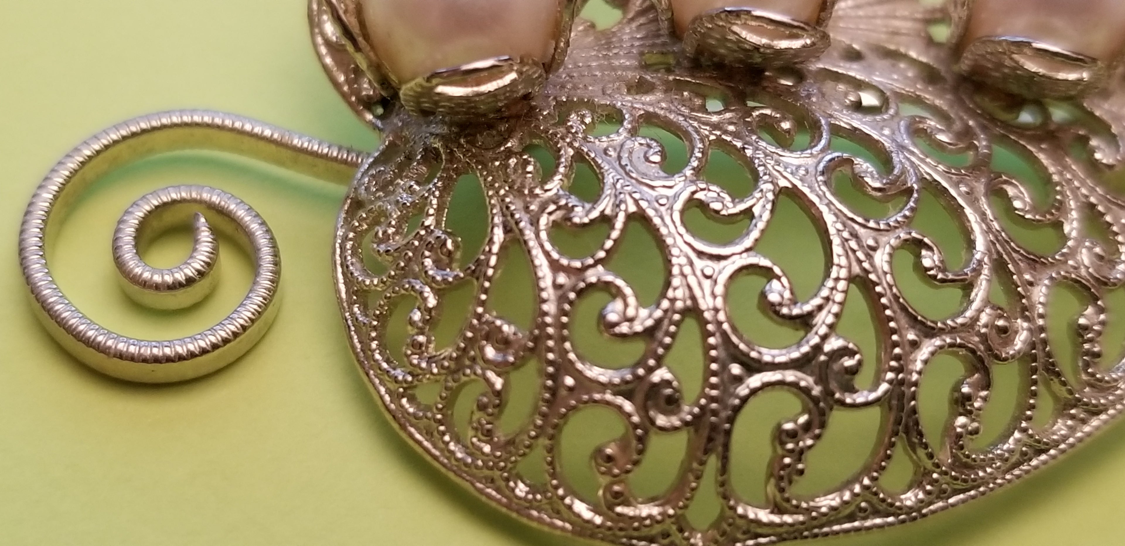 Vintage Silver Tone Filigree Brooch