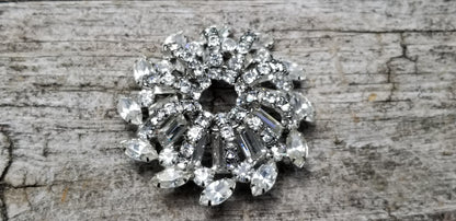 Vintage Silver Tone Rhinestone Brooch