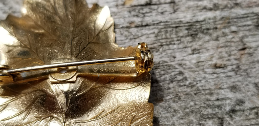 Vintage Sarah Coventry Gold Tone Leaf Brooch
