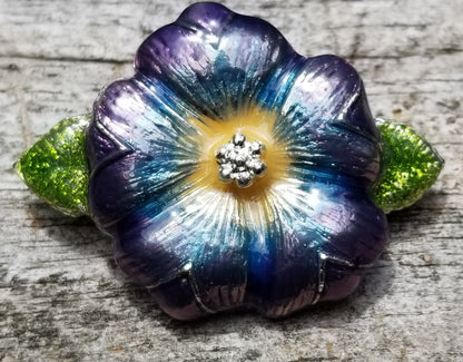 Vintage Danecraft Pearlized Flower Brooch Blue and Purple Flower