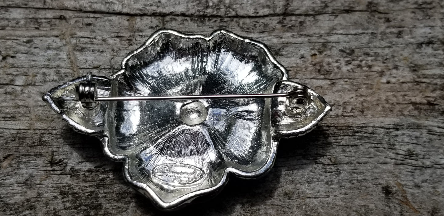 Vintage Danecraft Pearlized Flower Brooch Blue and Purple Flower