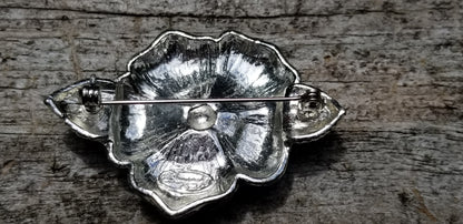 Vintage Danecraft Pearlized Flower Brooch Blue and Purple Flower
