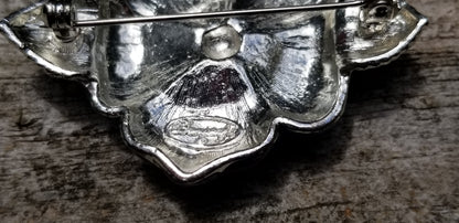 Vintage Danecraft Pearlized Flower Brooch Blue and Purple Flower