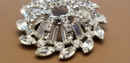 Vintage Silver Tone Rhinestone Brooch