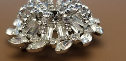 Vintage Silver Tone Rhinestone Brooch