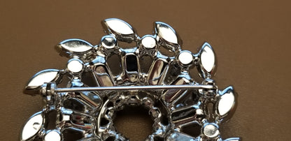Vintage Silver Tone Rhinestone Brooch
