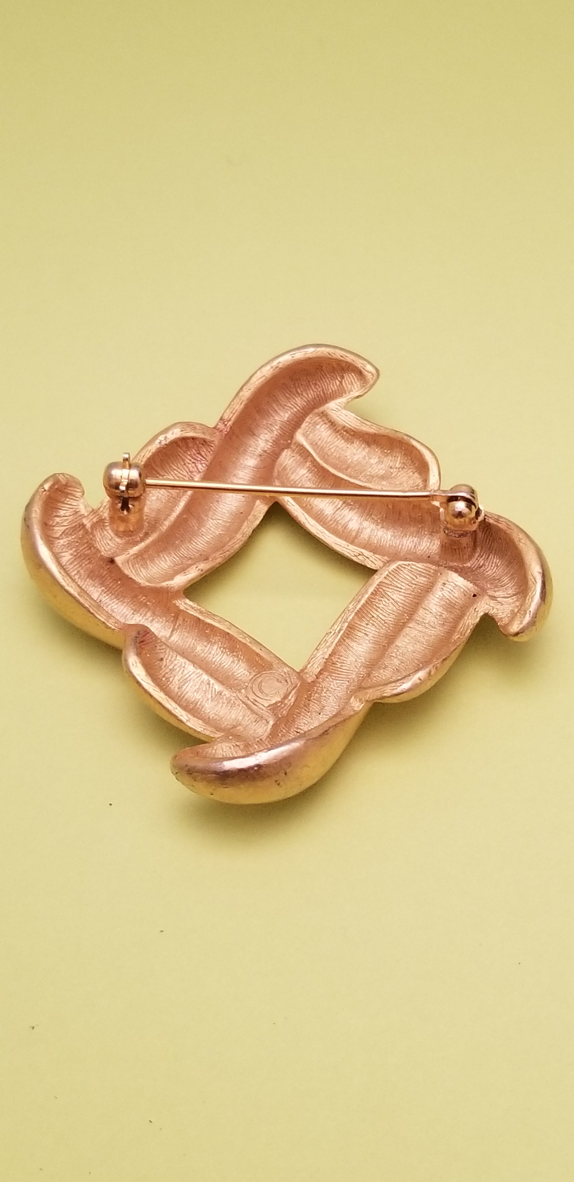 Gold Tone Square Brooch