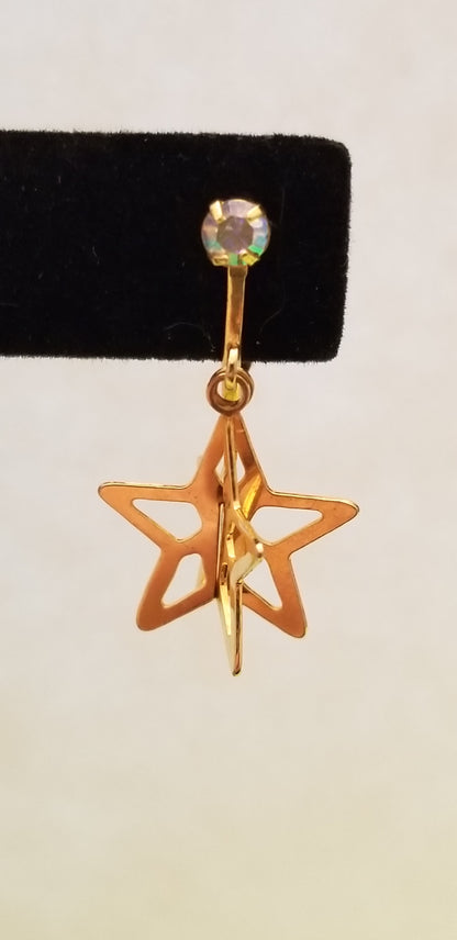 Gold Tone Star Dangle Earrings