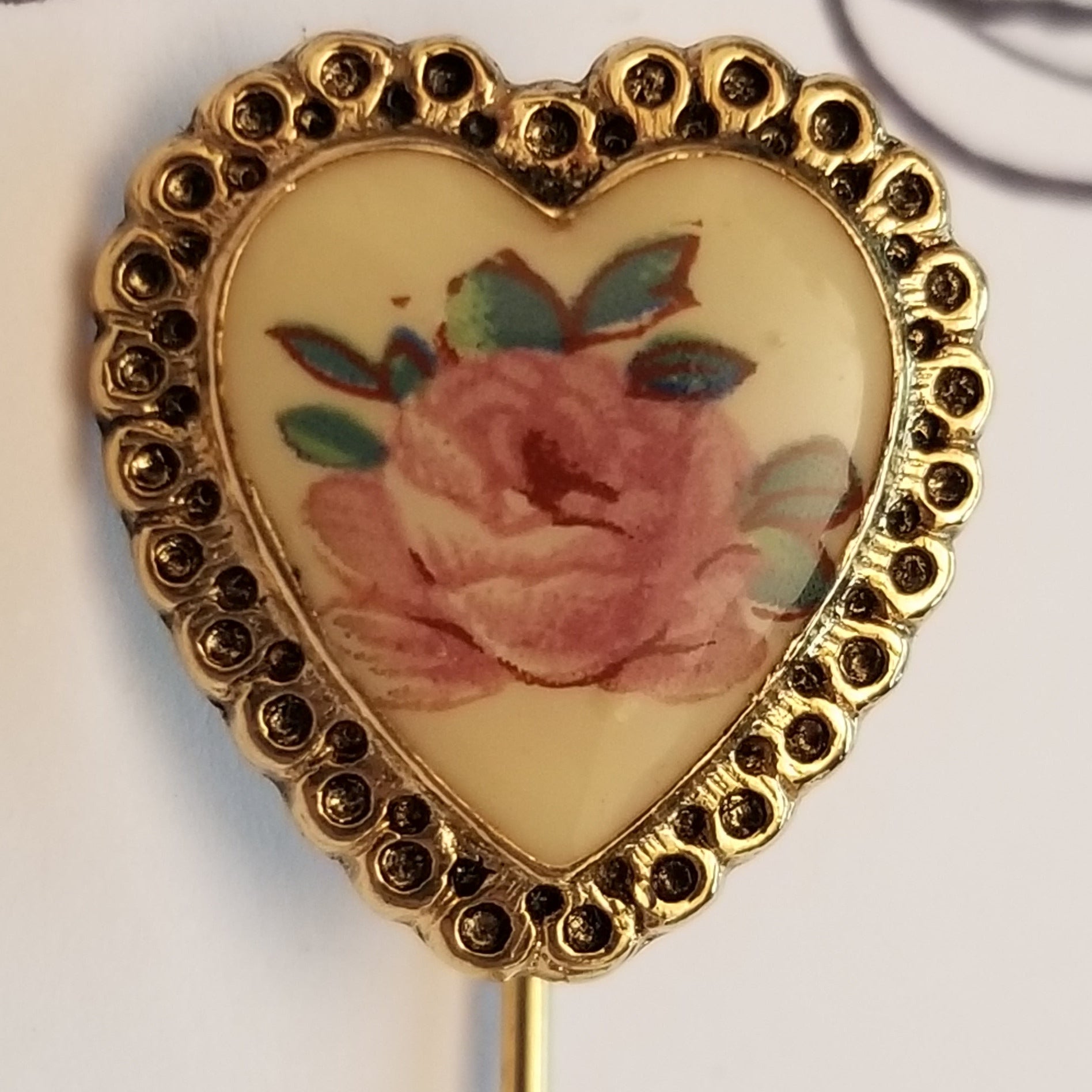 Rose Heart Stick Pin