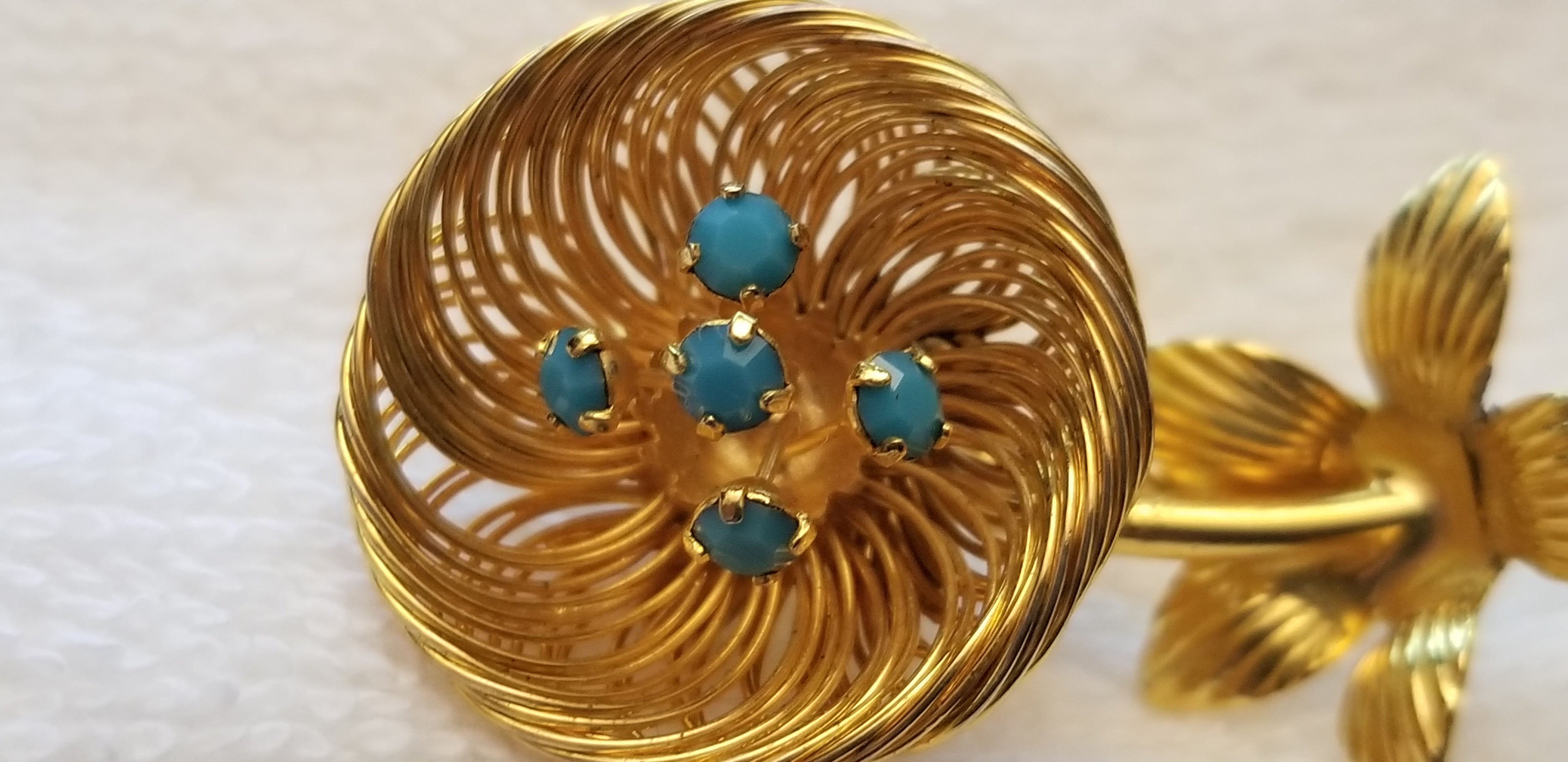 Gold Tone Flower Brooch