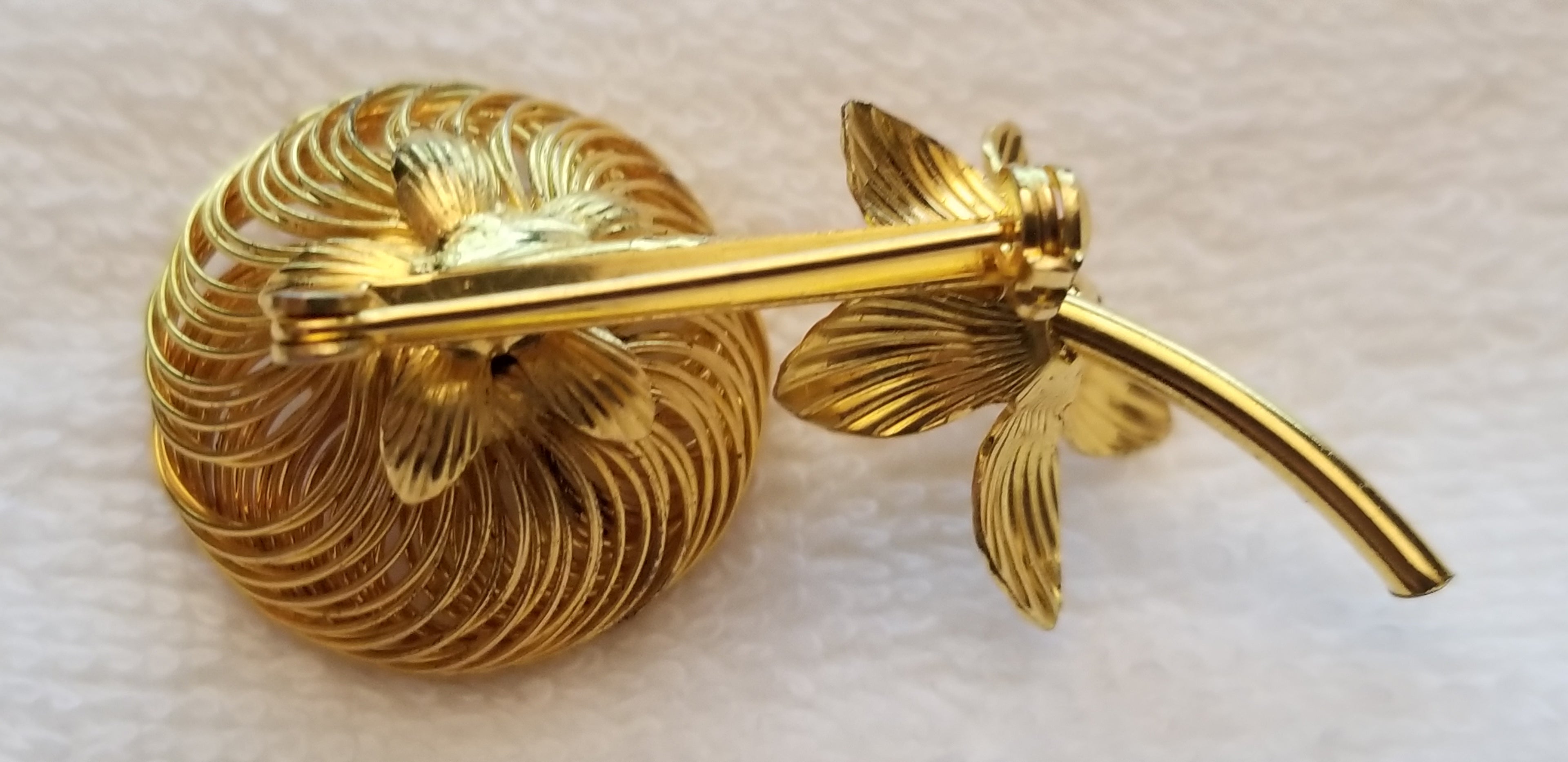 Gold Tone Flower Brooch