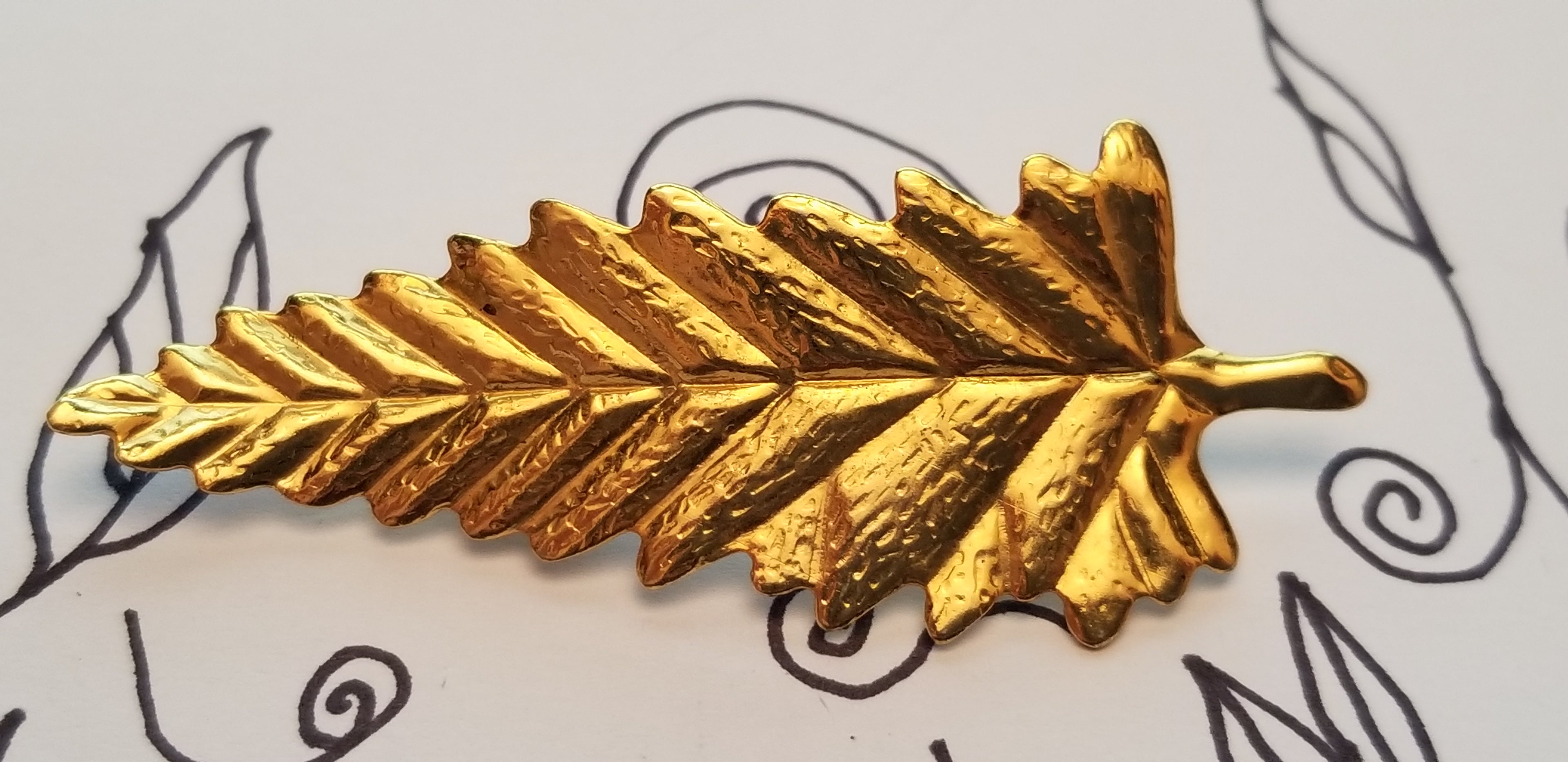 Gold Tone Leaf Brooch