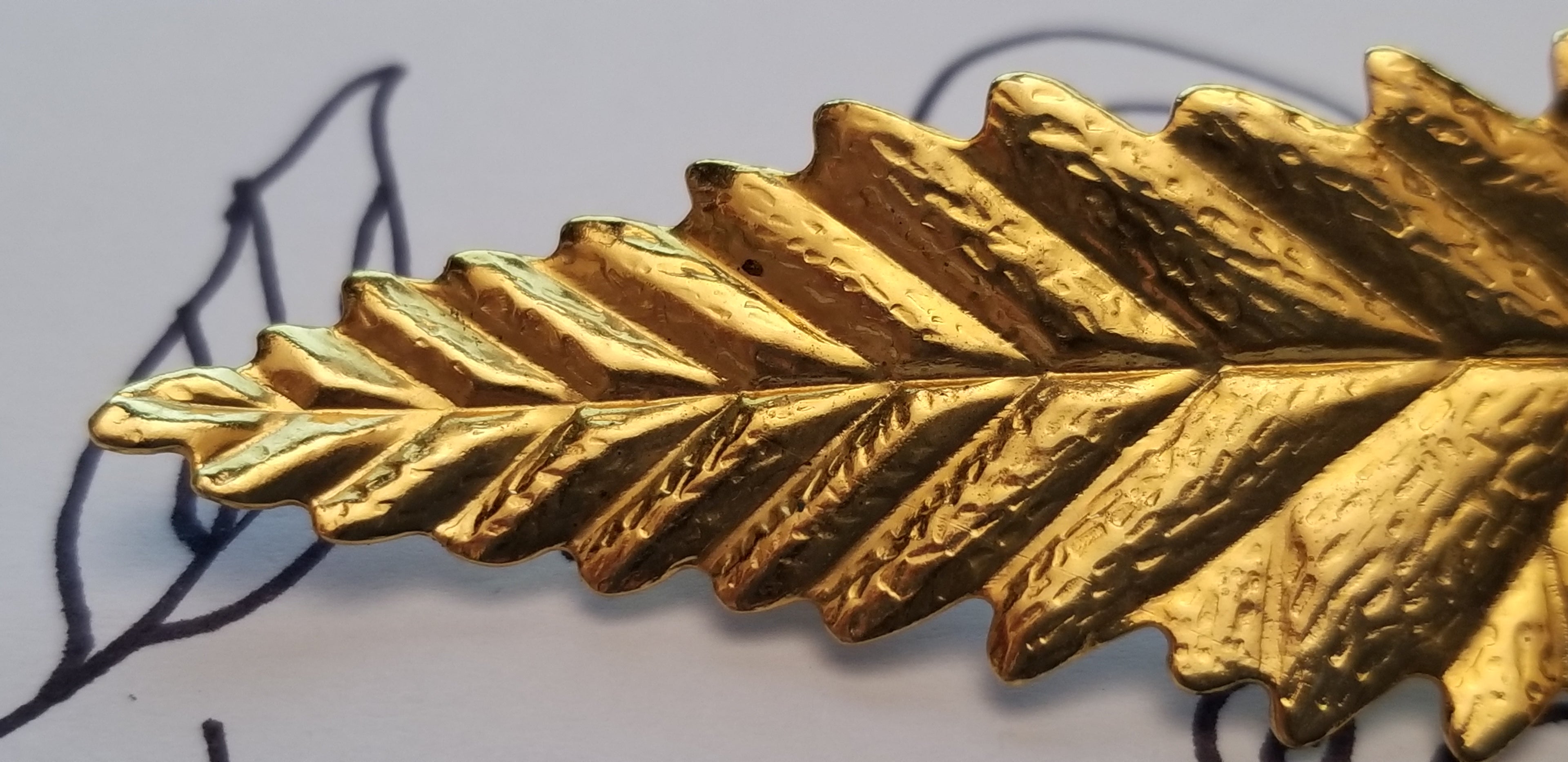 Gold Tone Leaf Brooch