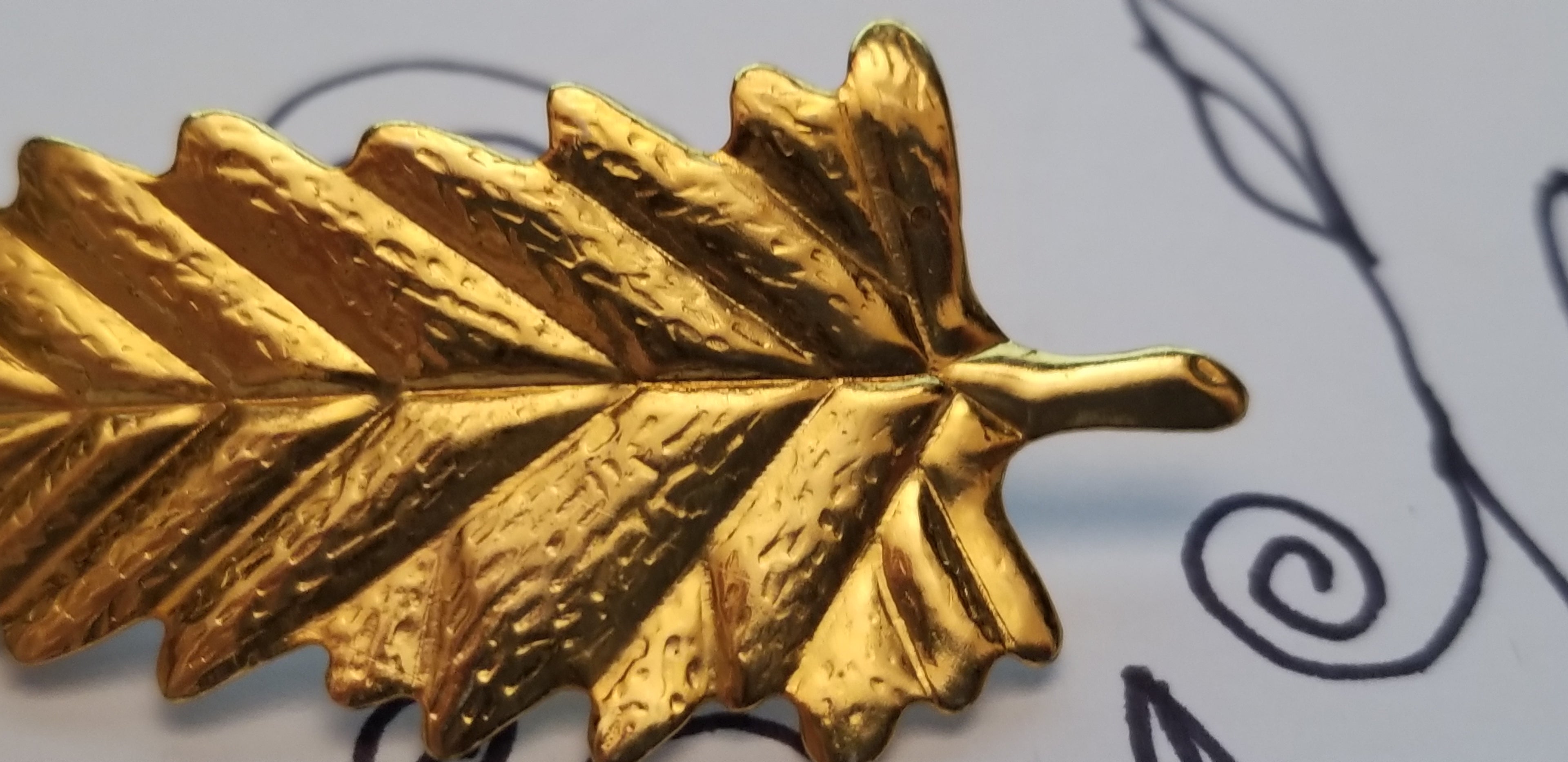 Gold Tone Leaf Brooch
