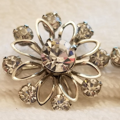Vintage Silver Tone Flower Screw Back Earrings