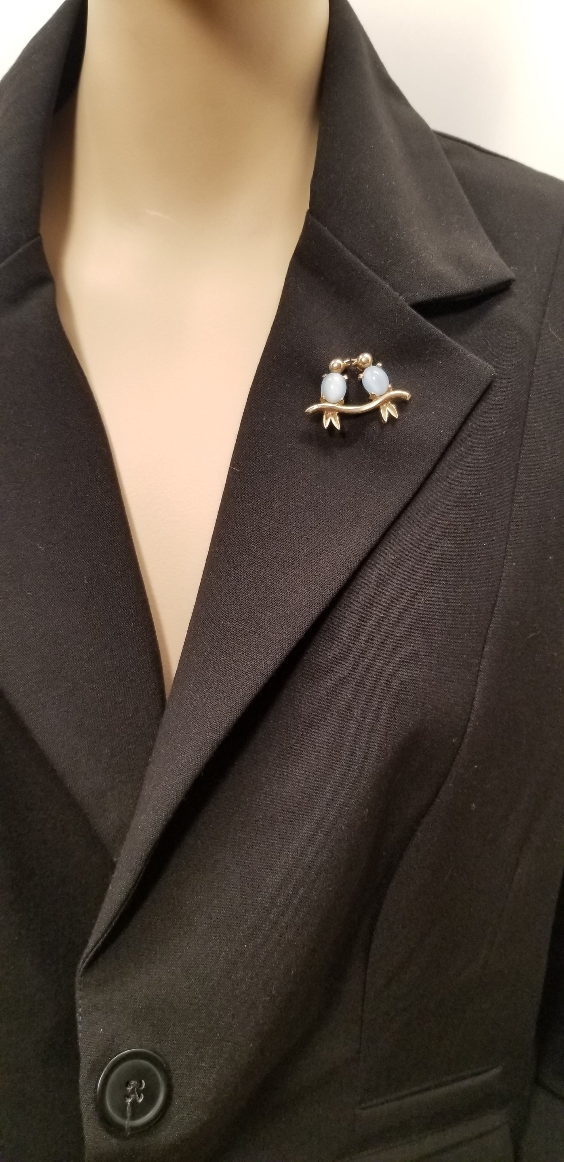 Vintage Kissing Bird Brooch