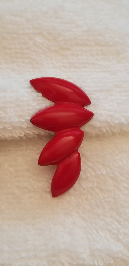 Vintage Retro Red Metal Clip On Earrings