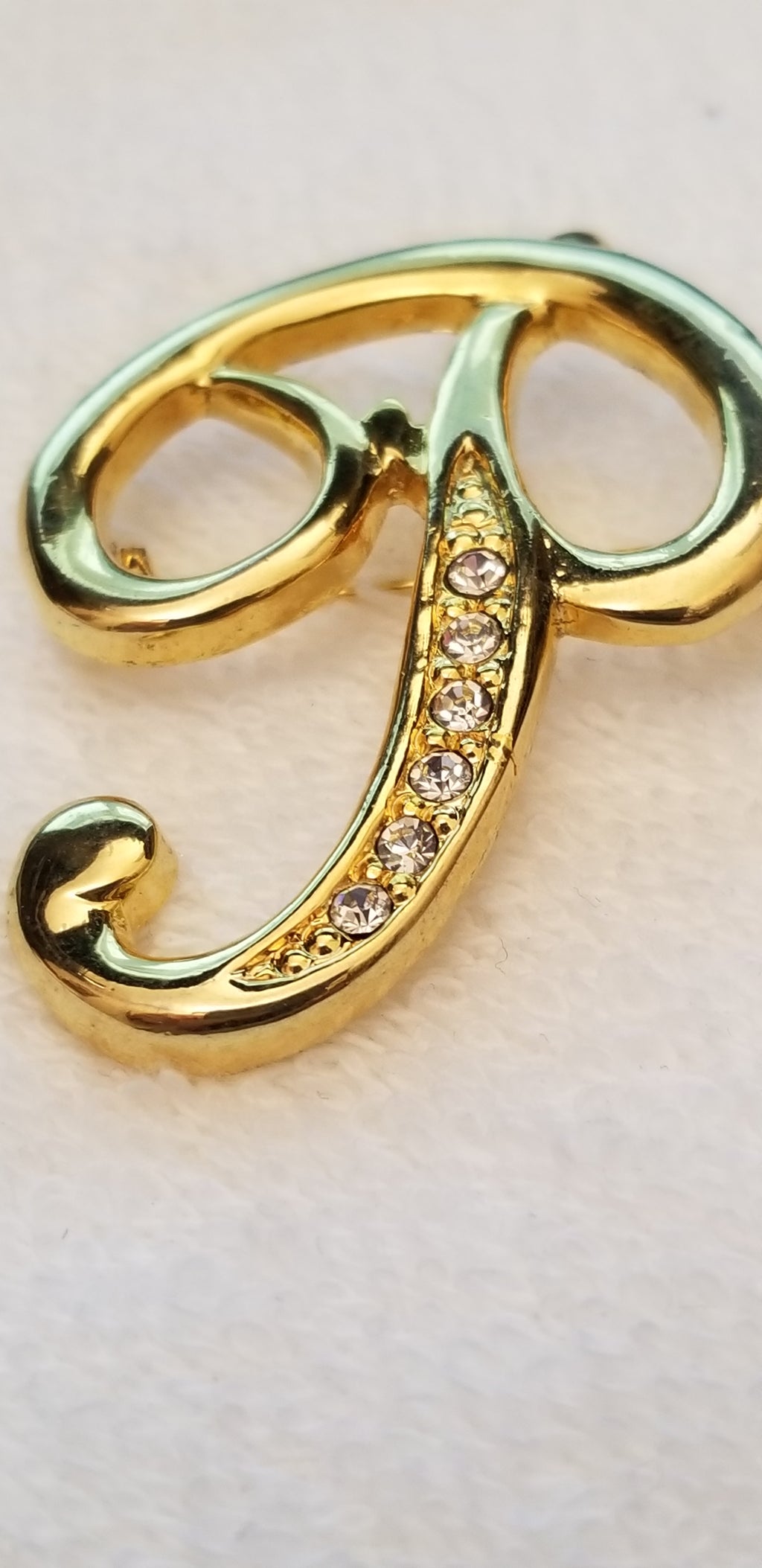 Gold Tone Letter P Brooch