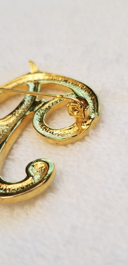 Gold Tone Letter P Brooch
