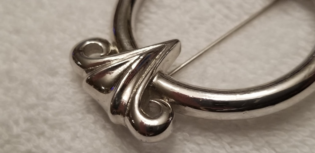 Silver Tone Monet Round Brooch