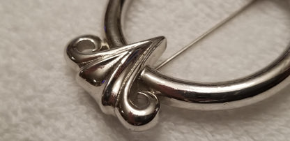 Silver Tone Monet Round Brooch