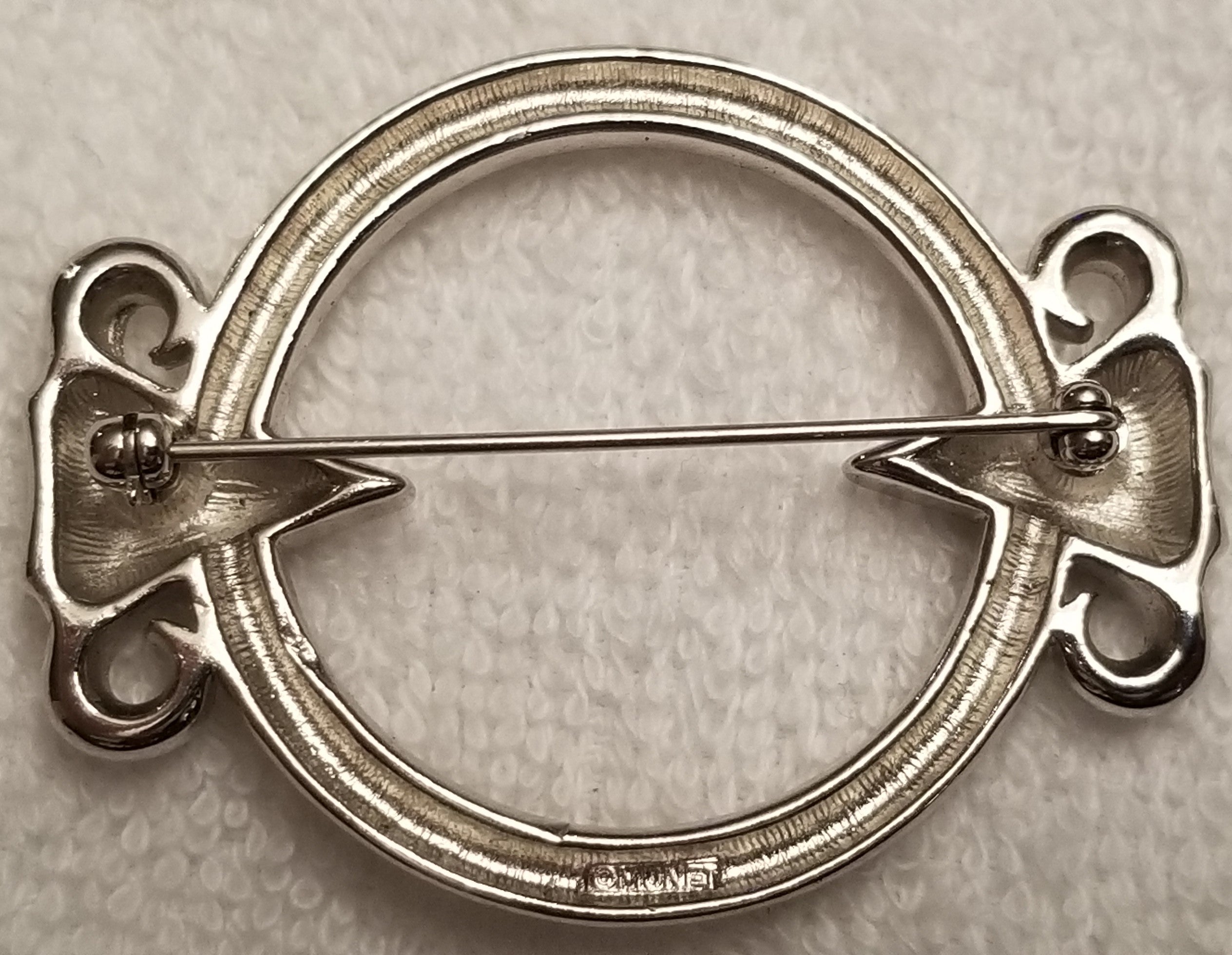 Silver Tone Monet Round Brooch