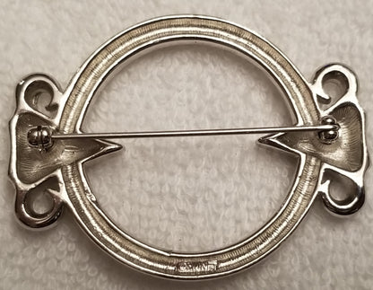 Silver Tone Monet Round Brooch