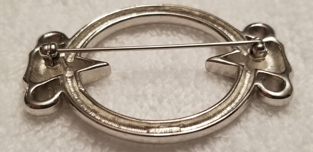 Silver Tone Monet Round Brooch