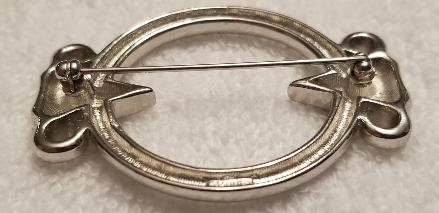 Silver Tone Monet Round Brooch