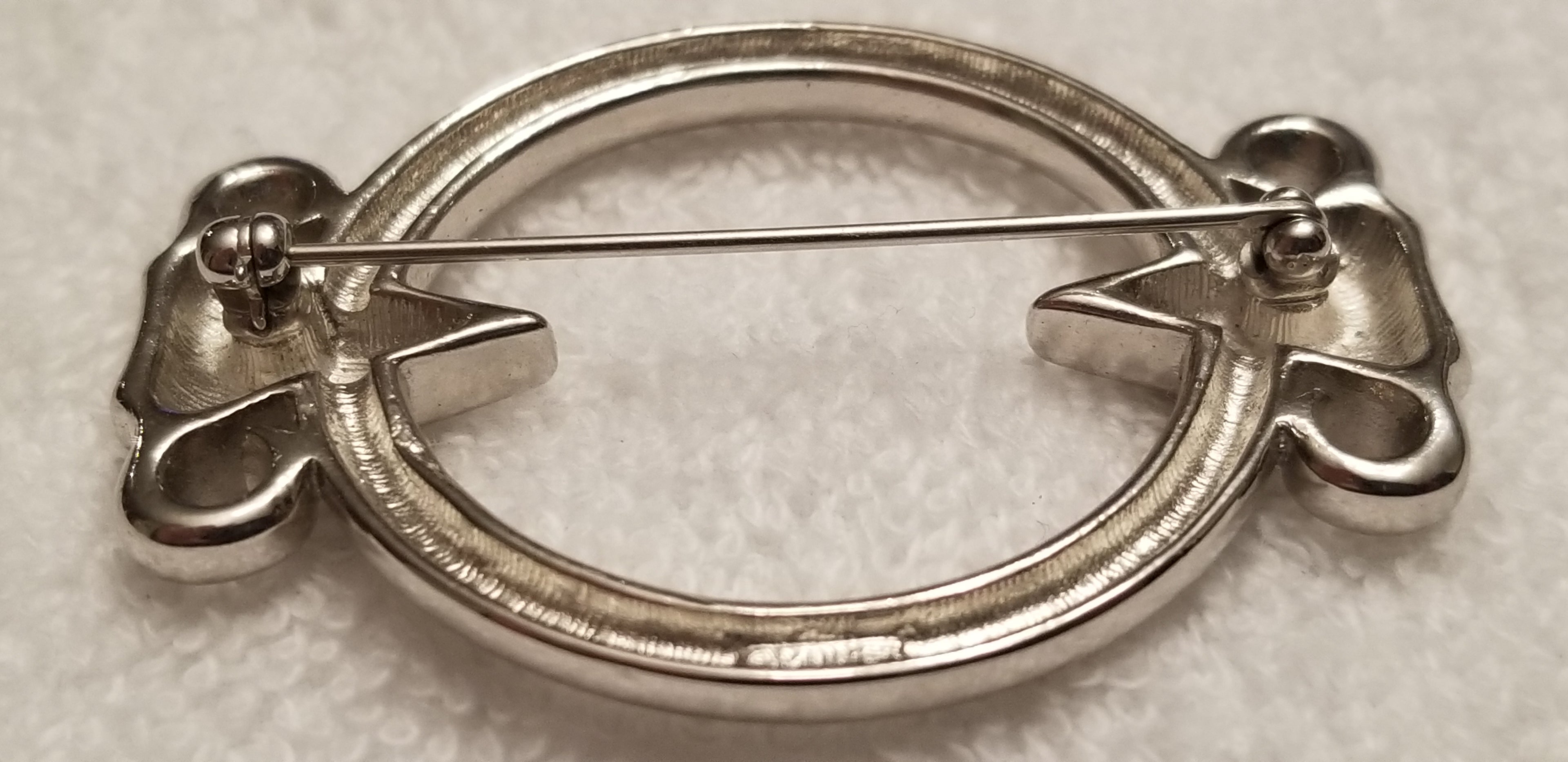 Silver Tone Monet Round Brooch
