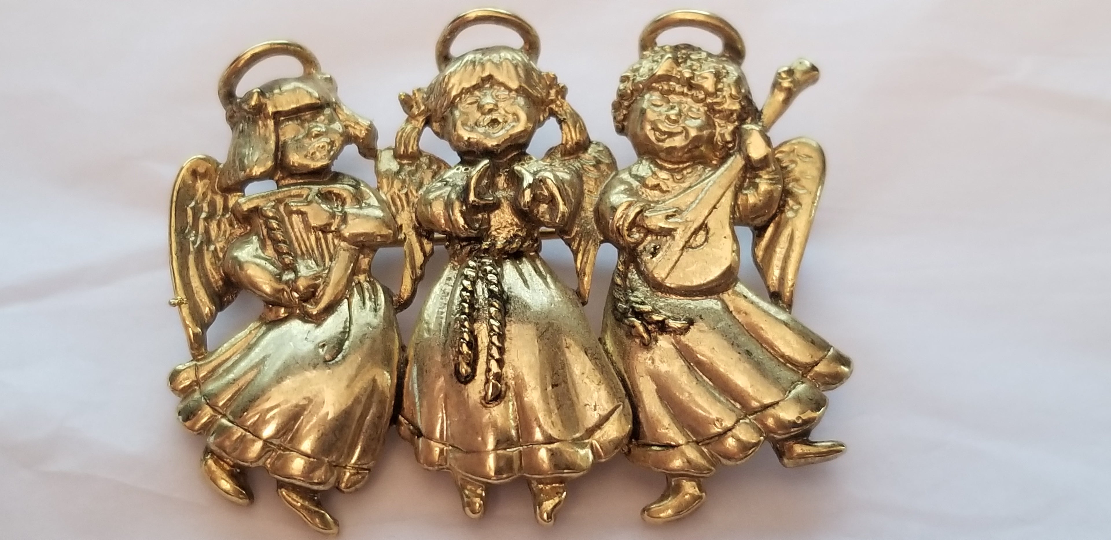 Vintage Danecraft Gold Tone Angel Brooch