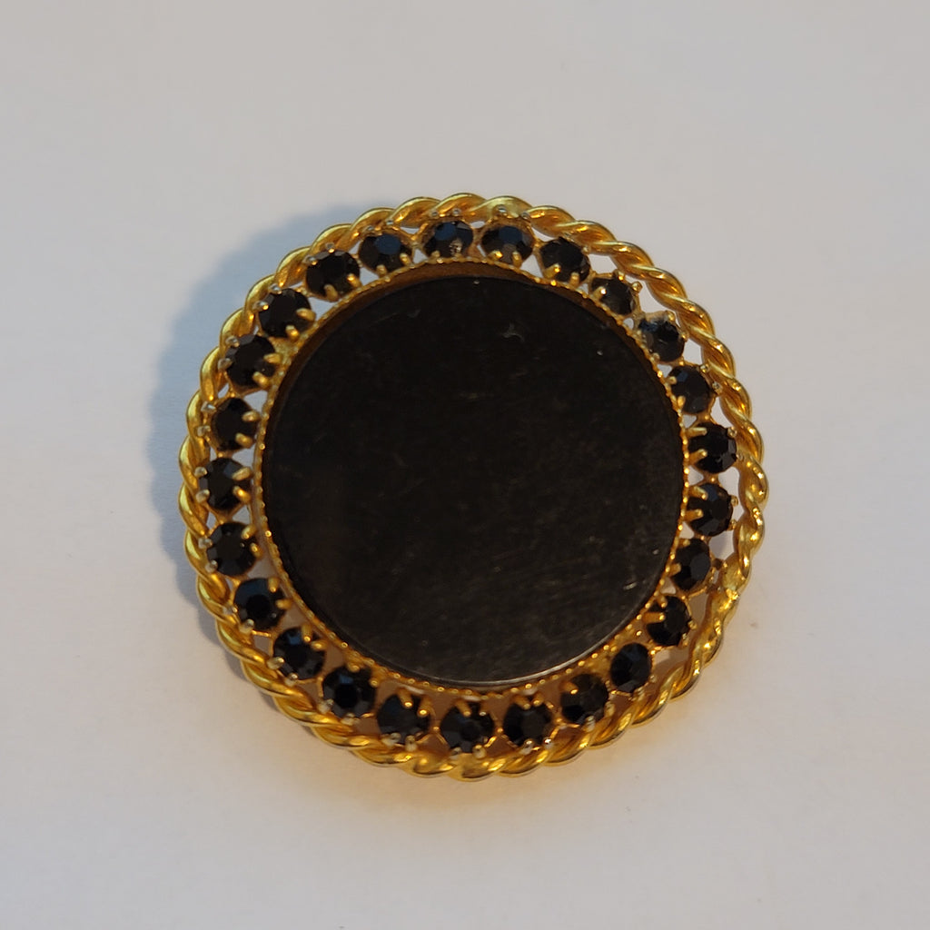 Black & Gold Rhinestone Brooch