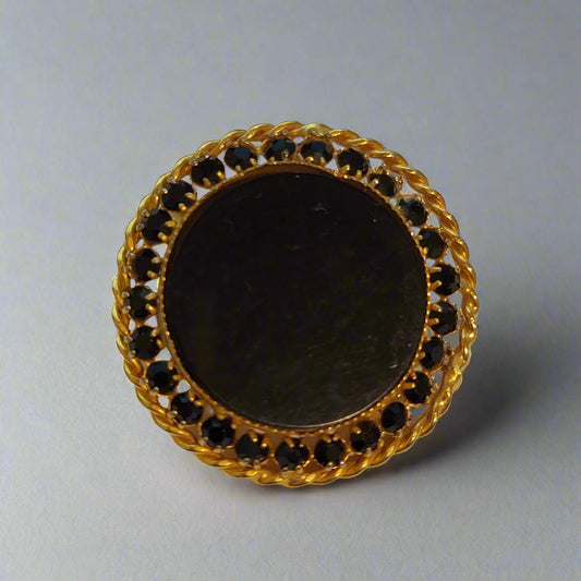 Black & Gold Rhinestone Brooch