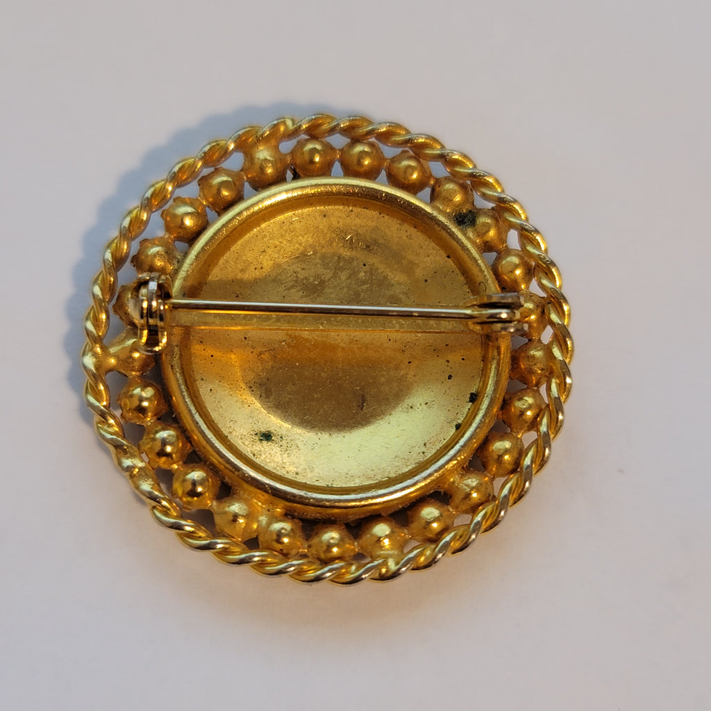 Black & Gold Rhinestone Brooch