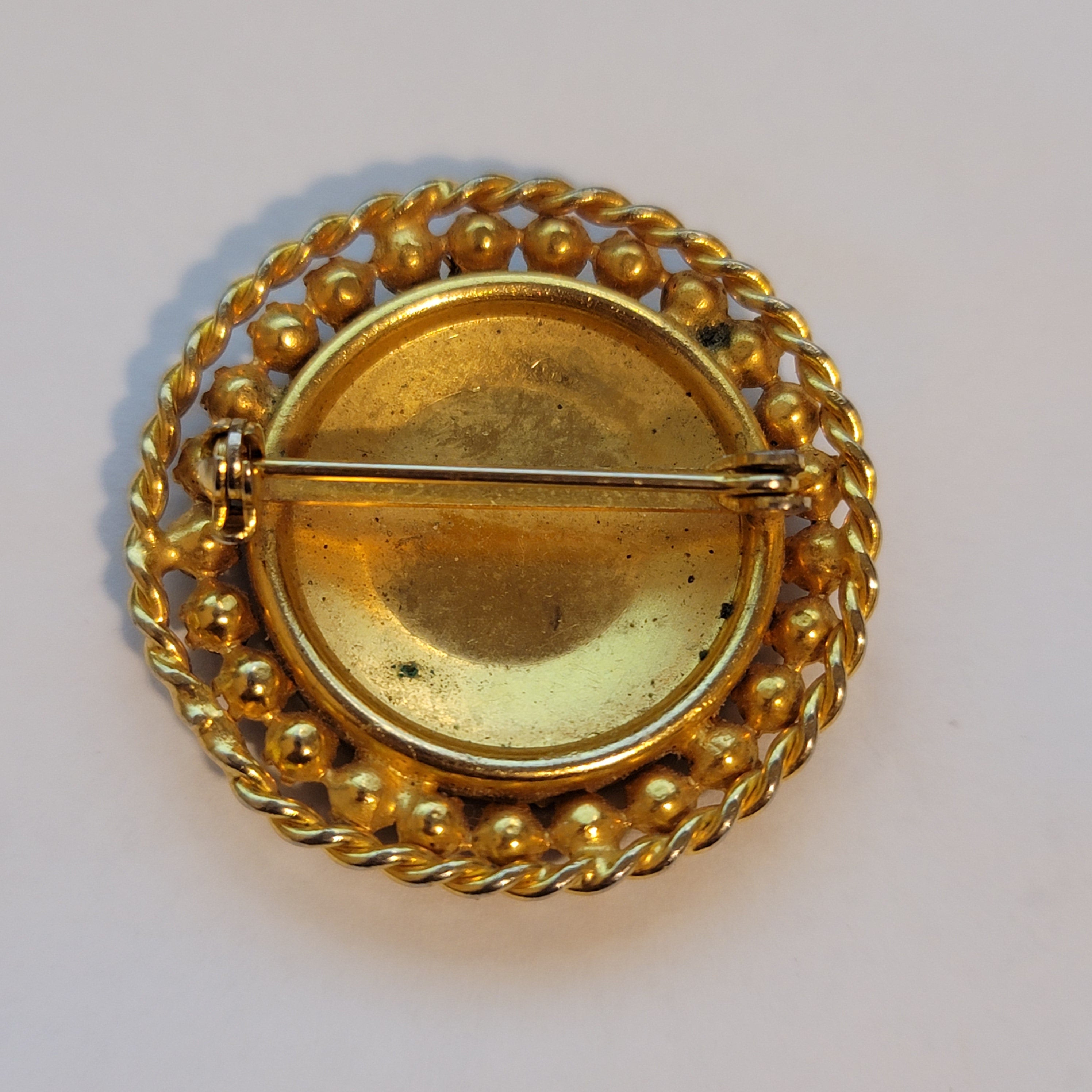 Black & Gold Rhinestone Brooch