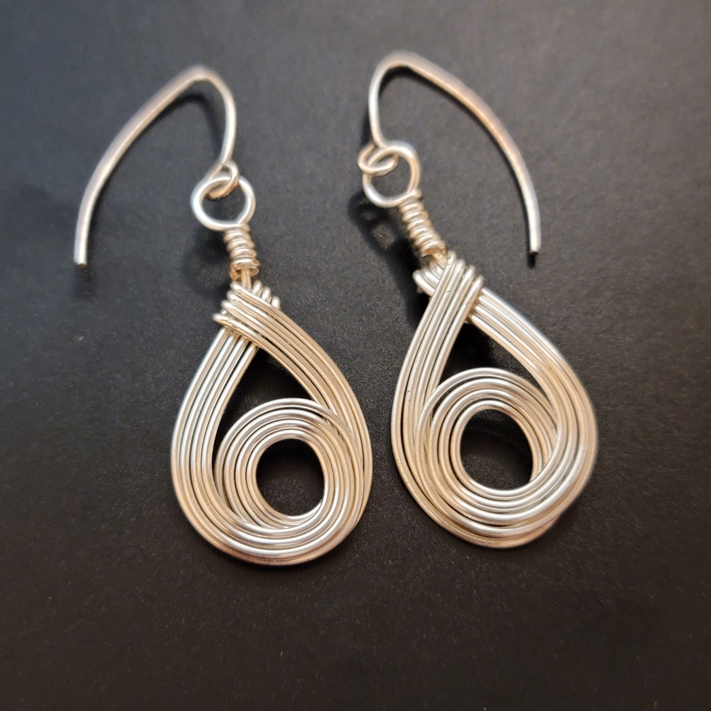 Handmade Silver Tone Wire Wrap Earrings