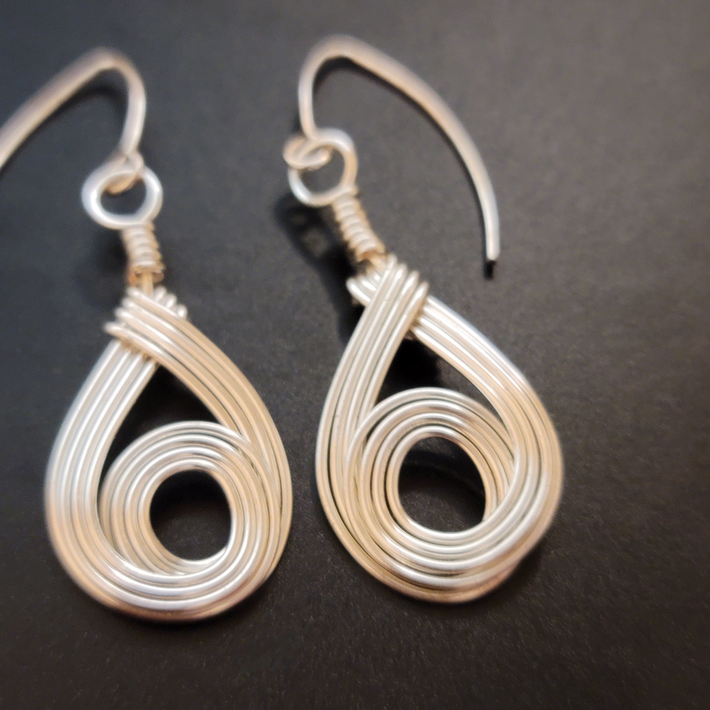 Handmade Silver Tone Wire Wrap Earrings