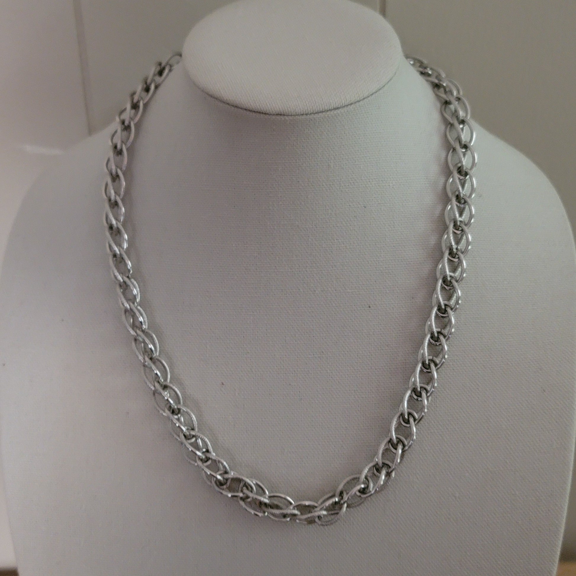 Vintage Monet Silver Tone Chain Necklace