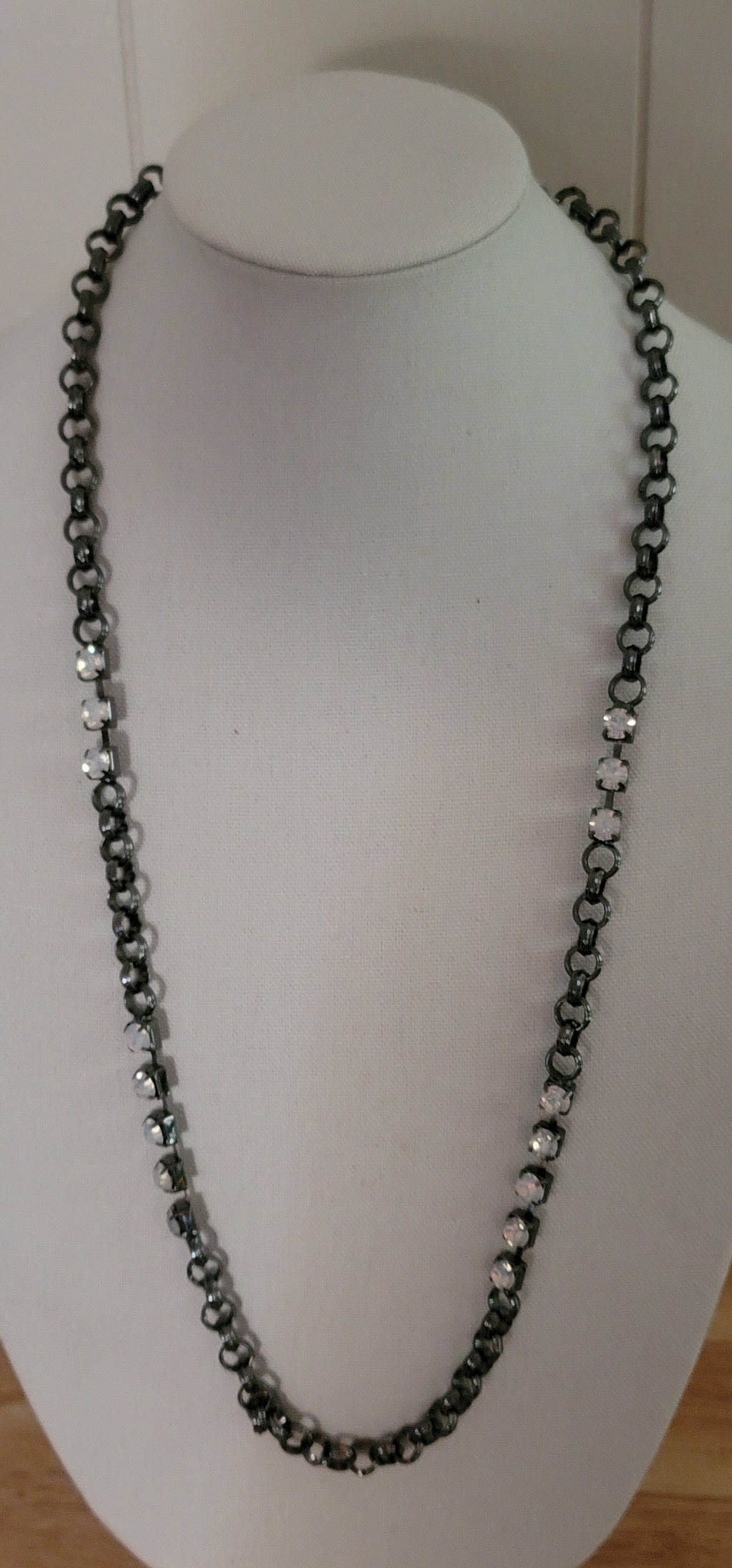 Chico's Grey Chain Rhinestone Necklace